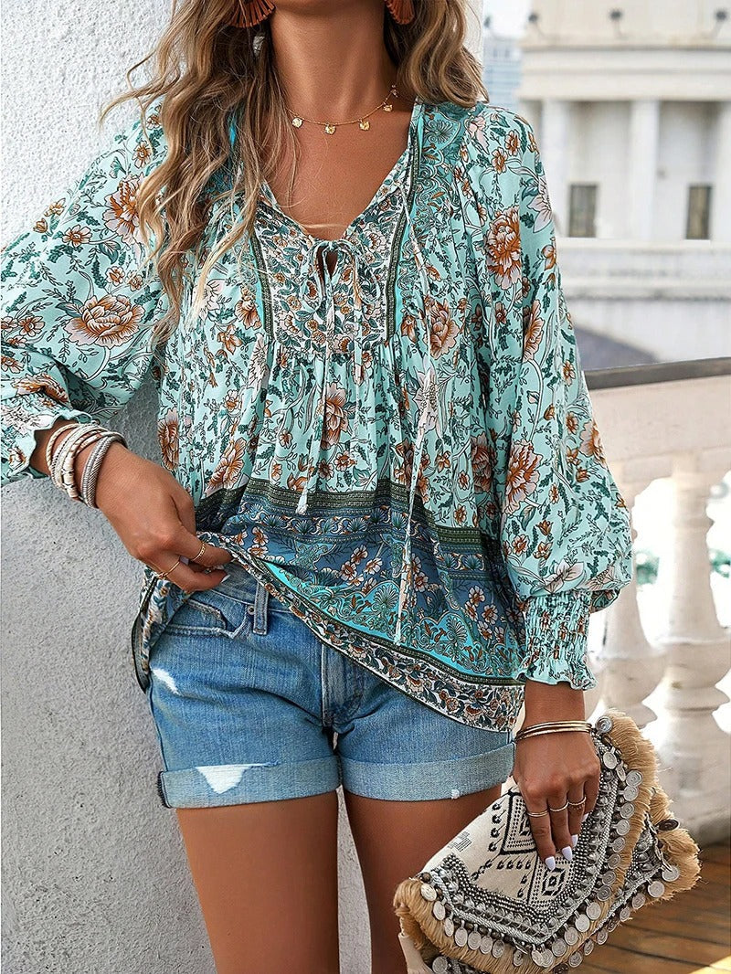 Agnes – Boho floral blouse