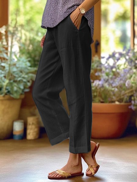 Dana – Linen trouser with turned-up hem