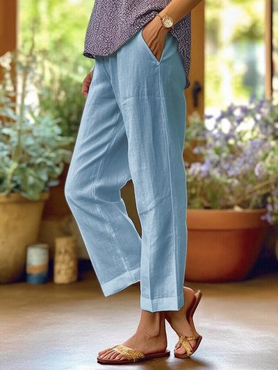 Dana – Linen trouser with turned-up hem