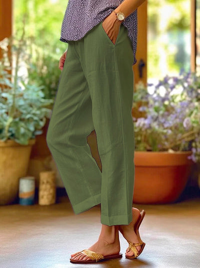 Dana – Linen trouser with turned-up hem