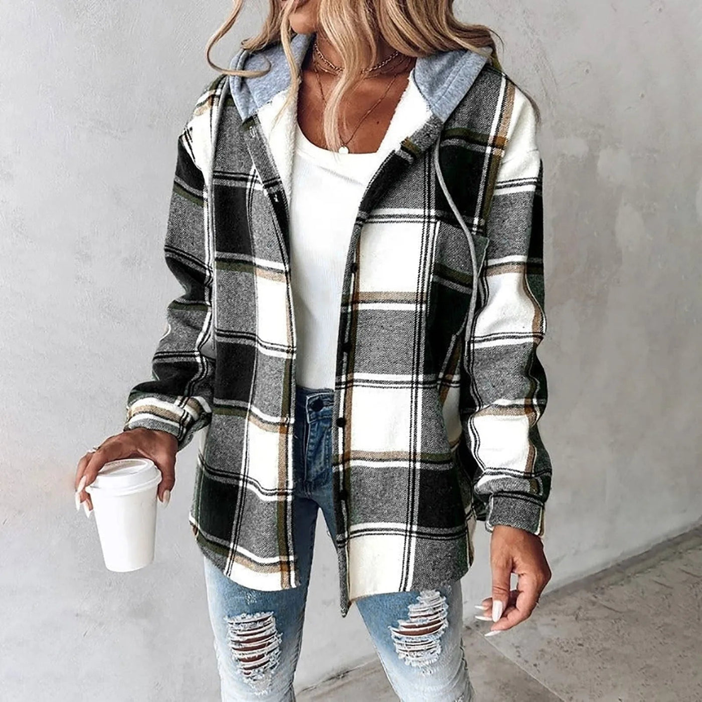 Jemima | Knopf-Plaid-Jacke