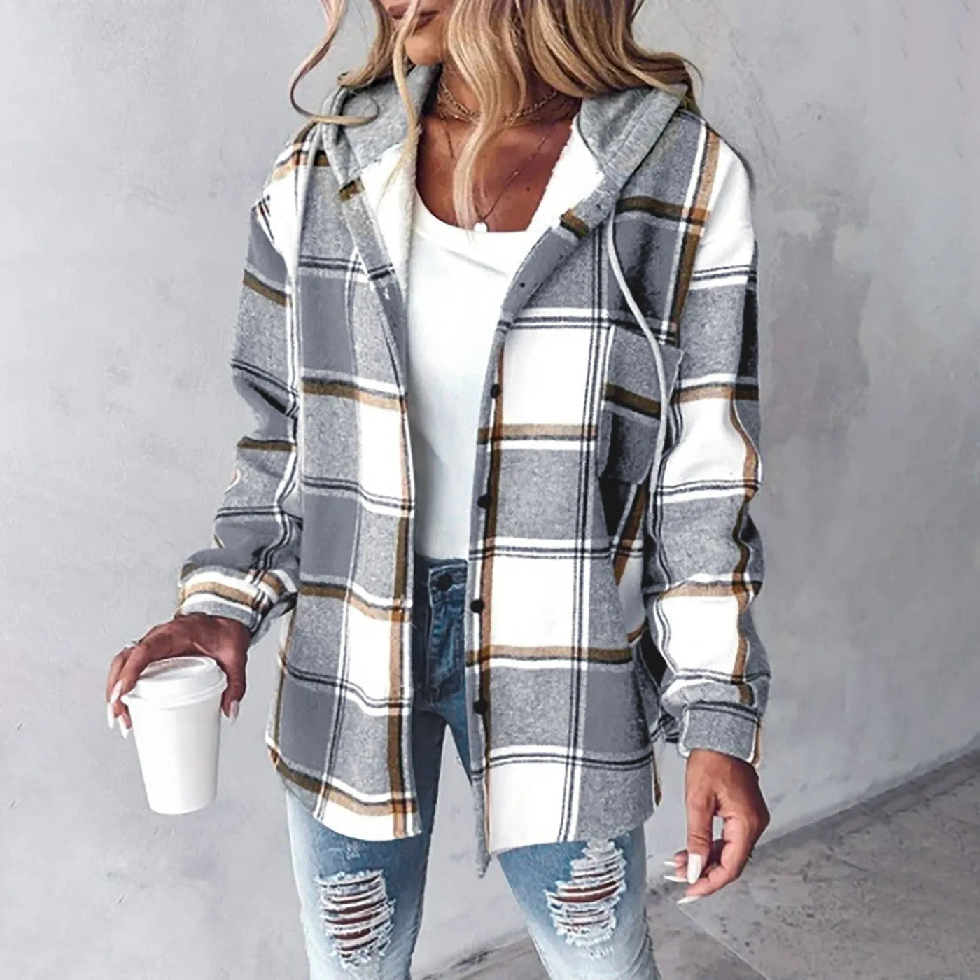 Jemima | Knopf-Plaid-Jacke