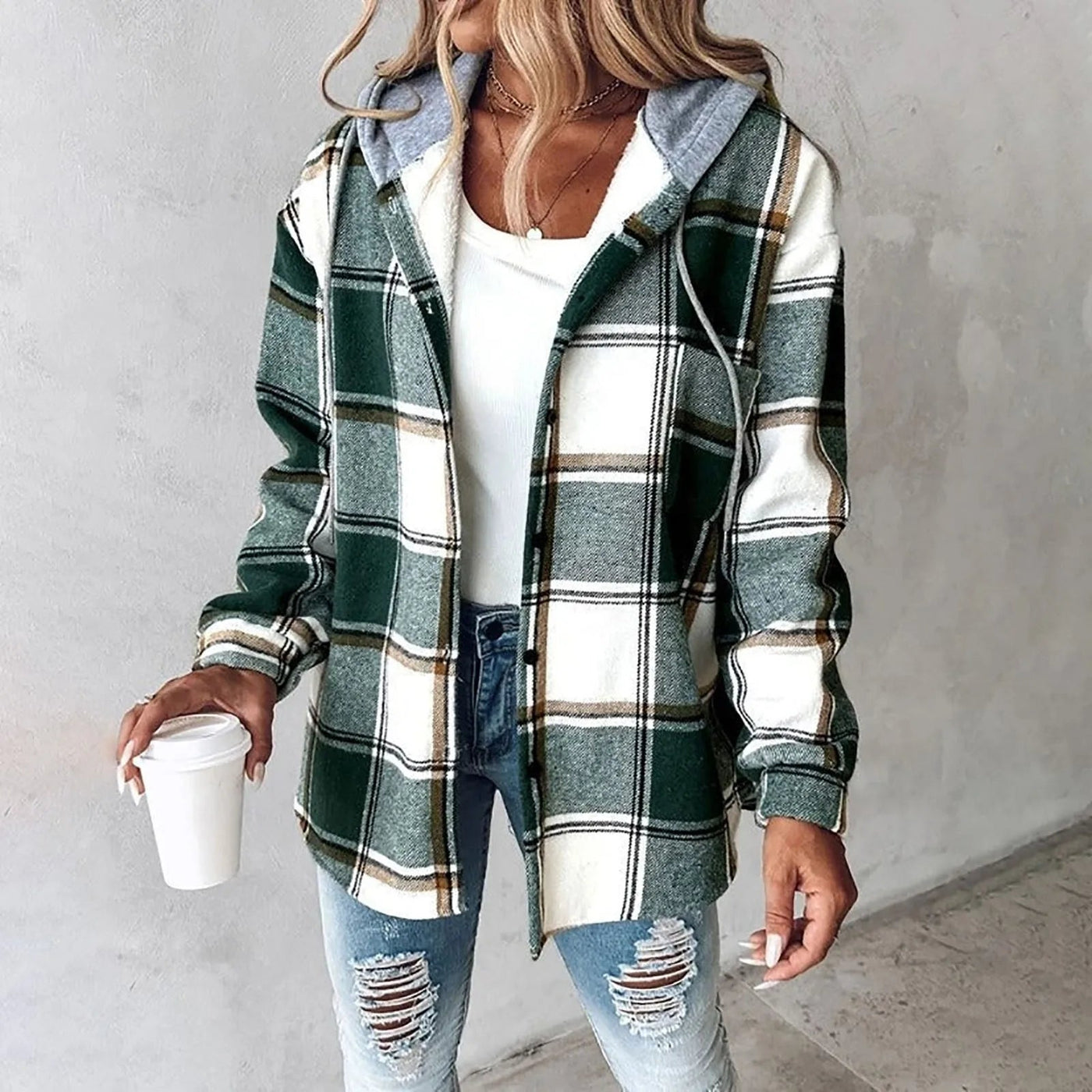 Jemima | Knopf-Plaid-Jacke