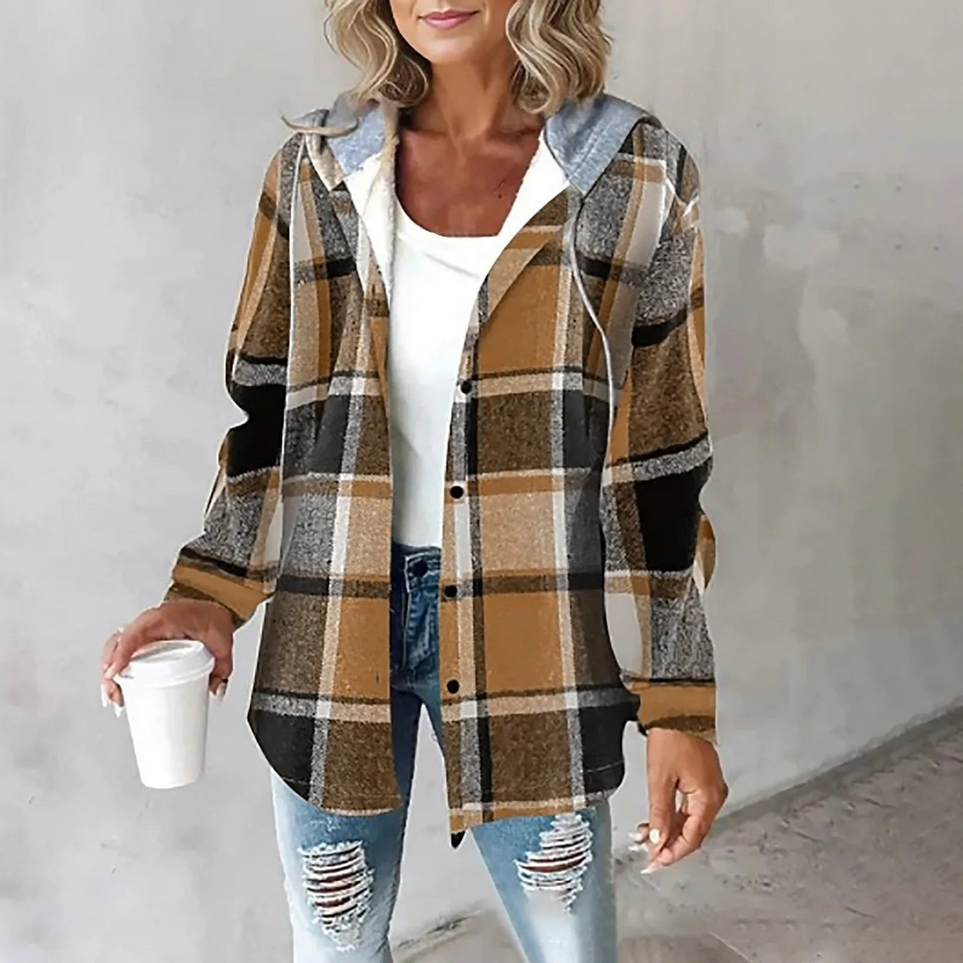 Jemima | Knopf-Plaid-Jacke