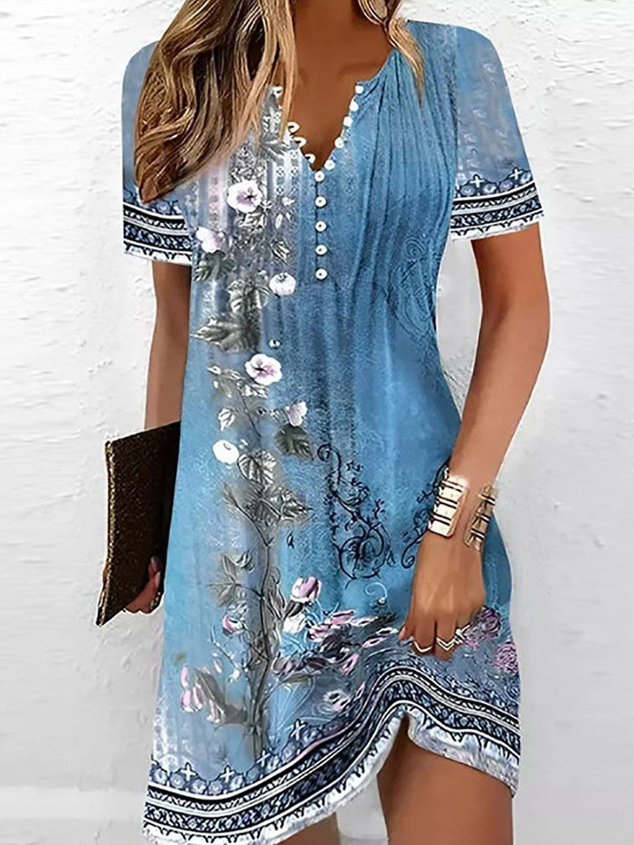 Janice – Floral print V-neck dress